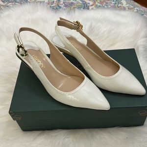 New J Renee White and Gold Heels